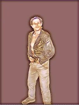 A young man posing a biker jacket - Rose Gold style Stock-Illustration