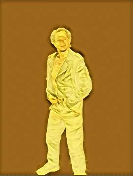 A young man posing a biker jacket - Stay Gold style Stock Illustration