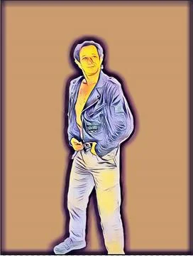 A young man posing a biker jacket - Soul style Stock-Illustration