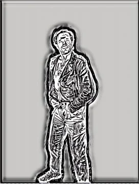 A young man posing a biker jacket - Shadows of Gray style 스톡 일러스트