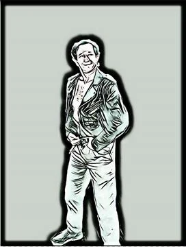 A young man posing a biker jacket - Undead style Stock Illustration