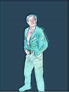 A young man posing a biker jacket - White Ice style Stock-Illustration