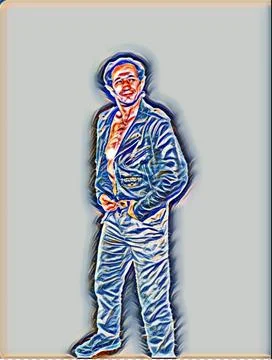 A young man posing a biker jacket - Wispy style 스톡 일러스트