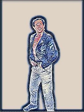 A young man posing a biker jacket - Wonderland style 스톡 일러스트