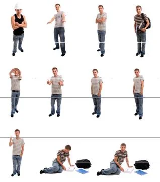 Young man posing in different positions Stock Photos