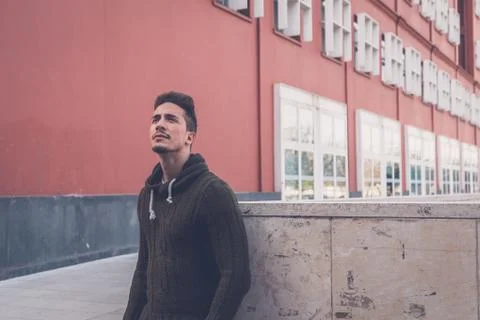 Young  man posing in an urban context Foto stock