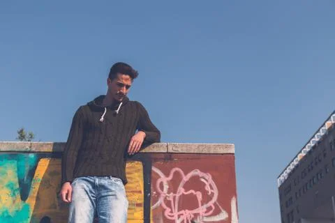 Young  man posing in an urban context Foto stock