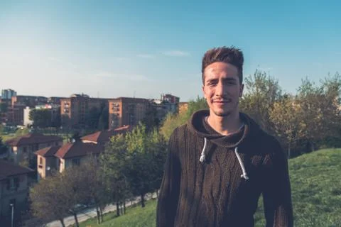 Young  man posing in an urban context Stock Photos