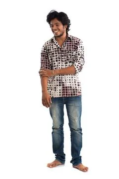 Young man posing on a white background Foto stock