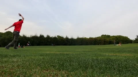 Young man practice Somersaults at grass land Stock Footage 57127001