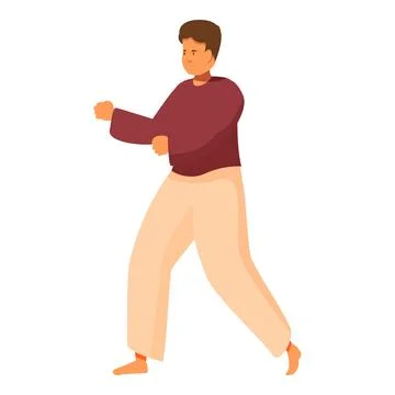 Young man practicing martial arts, performing karate or kung fu Stock Illustration