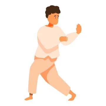 Young man practicing tai chi chuan, maintaining balance and focus Stock Illustration