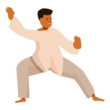 Young man practicing tai chi chuan, maintaining balance and focus Stock Illustration