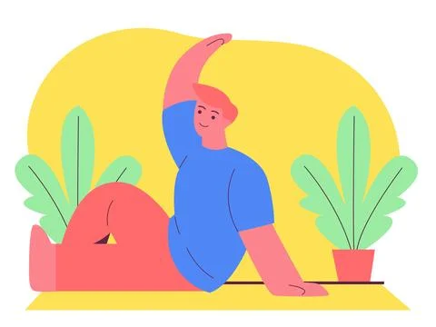 Young man practicing yoga. Stock Illustration