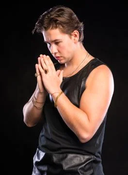 Young man praying 스톡 사진