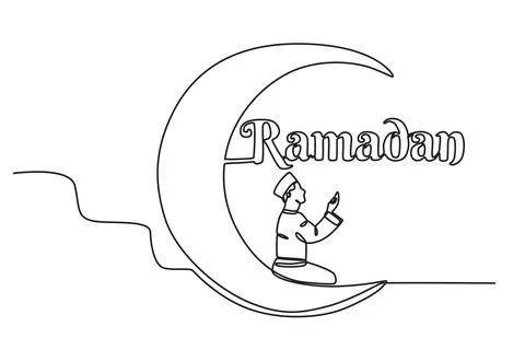 A young man prays in Ramadan イラスト素材
