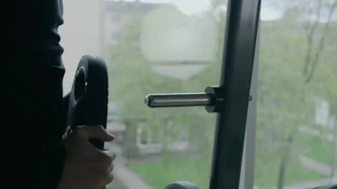 Young man prepares the simulator for work, in gym. Stock Footage 130414351
