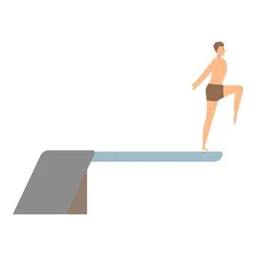 Young man is preparing to jump from a diving board into a swimming pool Stock Illustration