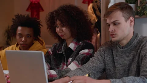 Young man presenting his work ideas to multiracial corporate employees team Stock Footage 267186324