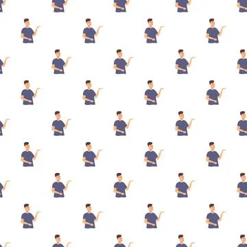 Young man presenting product or showing something pattern Stock Illustration