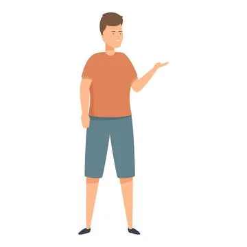 Young man presenting showing something in the empty space Illustrazione stock