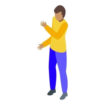 Young man presenting something with his hands isometric illustration Stock Illustration