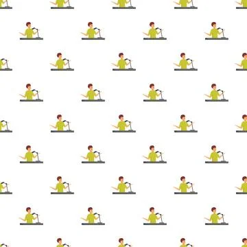 Young man presenting speech into microphone pattern Stock Illustration