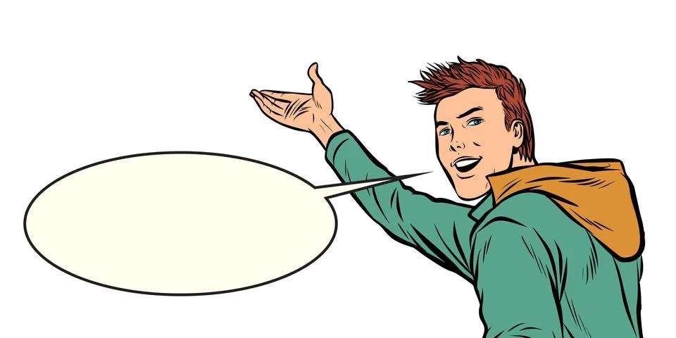 Young man presents Stock Illustration