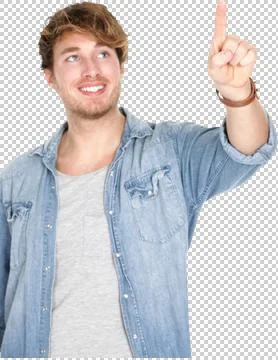 Young man pressing / pushing button Stock Photos