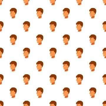 Young man profile head avatar seamless pattern 스톡 일러스트