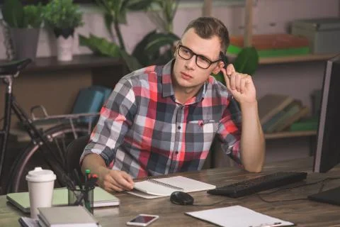 Young Man Programmer Computer Technology Work Concept 写真素材