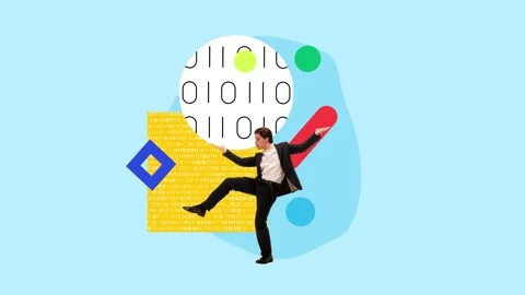 Young man, programmer working on coding, developing websites, applications and Stock Footage 262671280