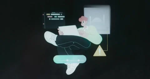 Young man programming on a laptop Stock Footage 313492713