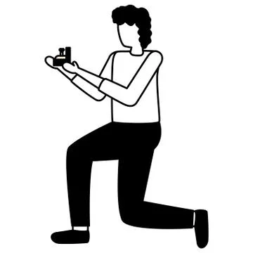 Young man proposing marriage with ring Stock Illustration