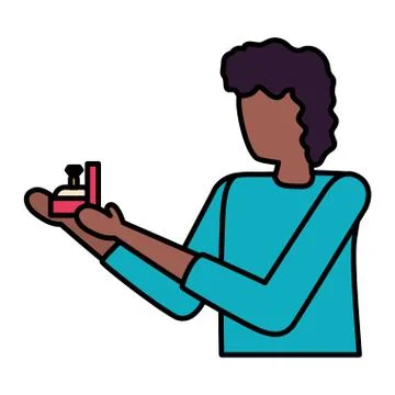 Young man proposing marriage with ring Stock Illustration