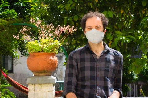Young man with a protective mask Stock Photos