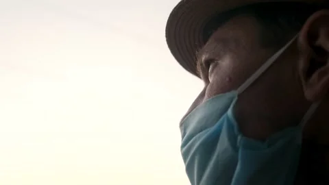 Young man in protective mask while traveling by train. Prevention from COVID-19 Stock Footage 137829946