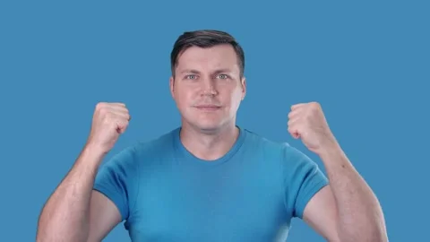 The young man is protesting. Close up portrait of a man. Stock Footage 154426741