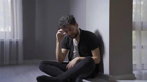 Young man with psychological problems is angry with himself. Video stock 222486915