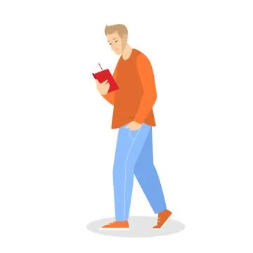 Young man reading book concept. The person read Stock Illustration