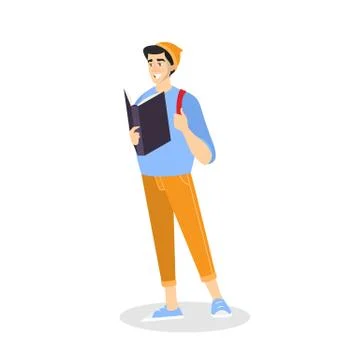 Young man reading book concept. The person read Stock Illustration