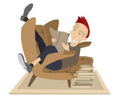 Young man reading a book Stock Illustration