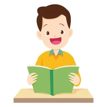 Young man reading book Stock Illustration