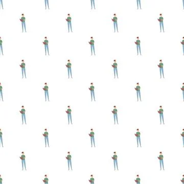 Young man reading book seamless pattern background 库存插图