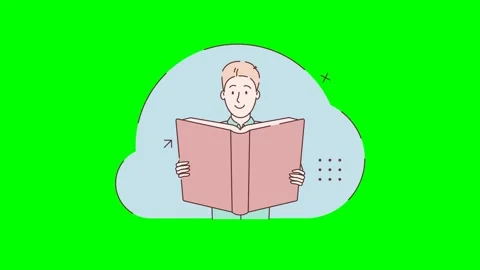 Young man reading a book. Student reading a textbook in hands. Red book 库存影片 329623163