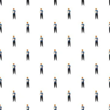 Young man reading document seamless pattern design Stock Illustration