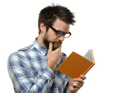 Young Man Reading Stock Photos
