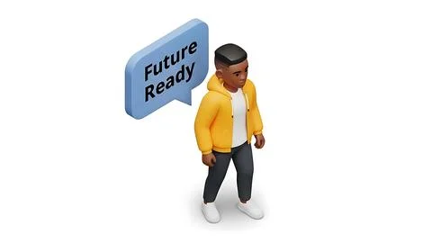 Young man ready for the future Illustrazione stock