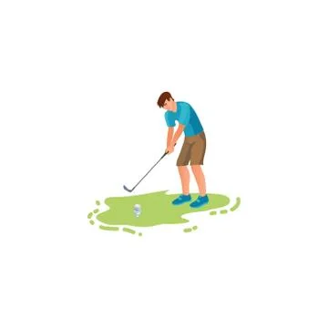 Young man ready to move golf ball vector illustration イラスト素材