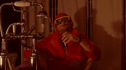 A young man in a red coat. Stock Footage 114079880